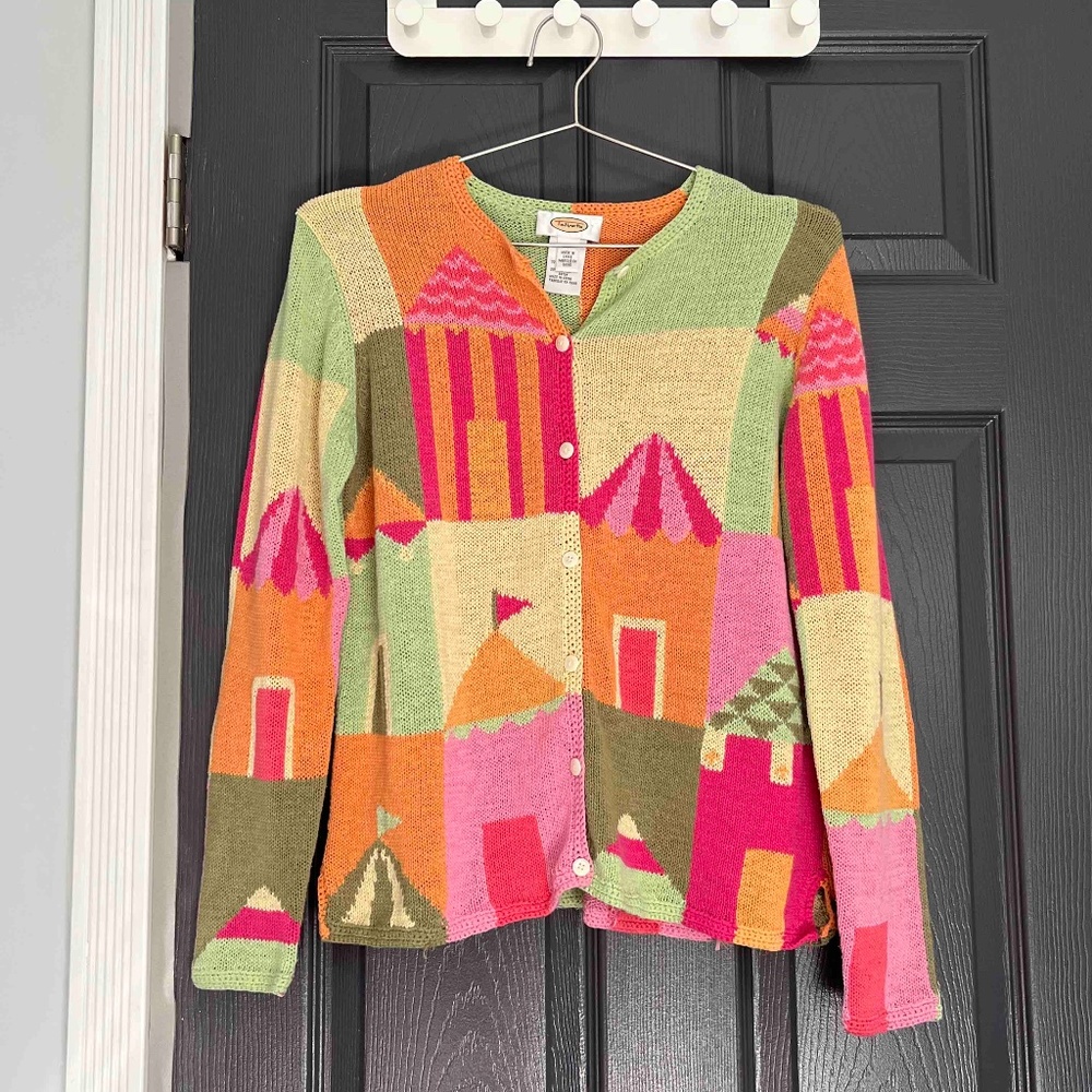 Fun Vintage Talbots Intarsia Cardigan, S